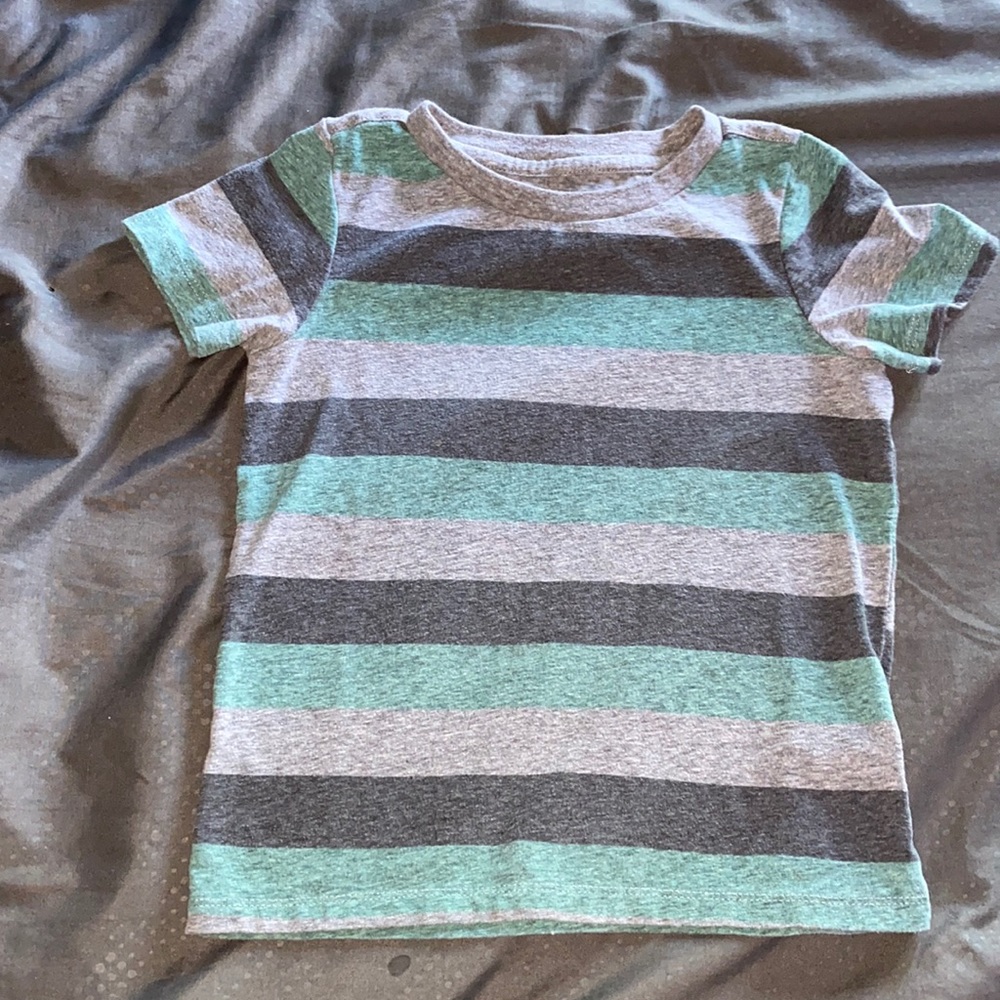 Epic Threads Toddler Boy Teal & Gray Stripped Short Sleeve Tee